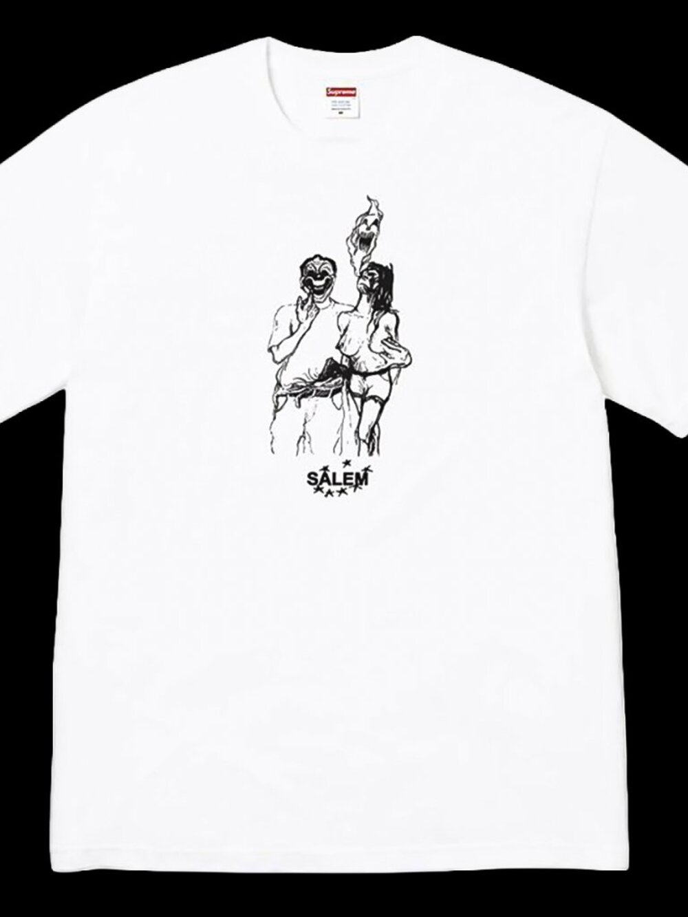 Supreme Salem White Masked Figures Graphic T-Shirt L